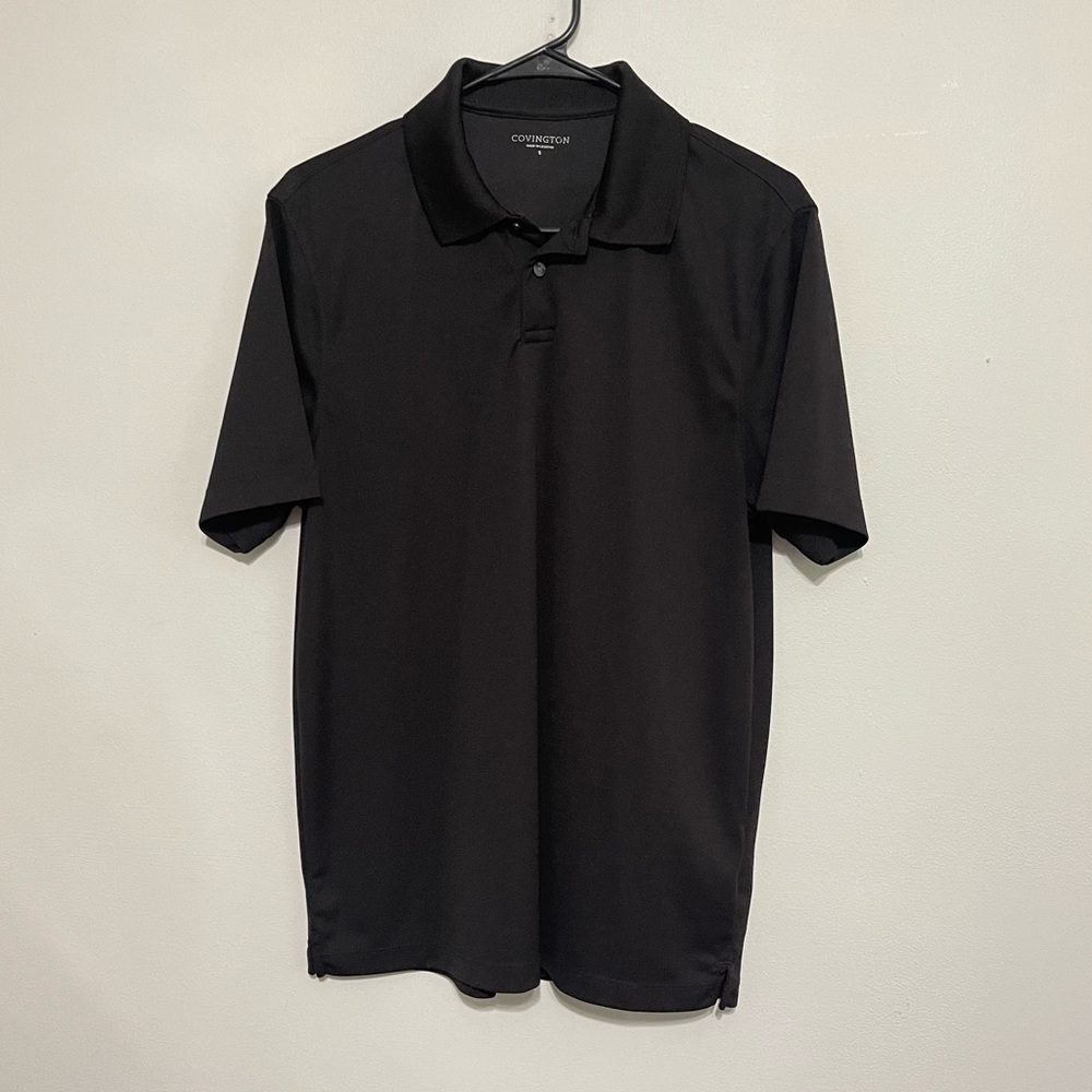Covington Men’s Solid Black Short Sleeve Collared Polo Shirt Size Small